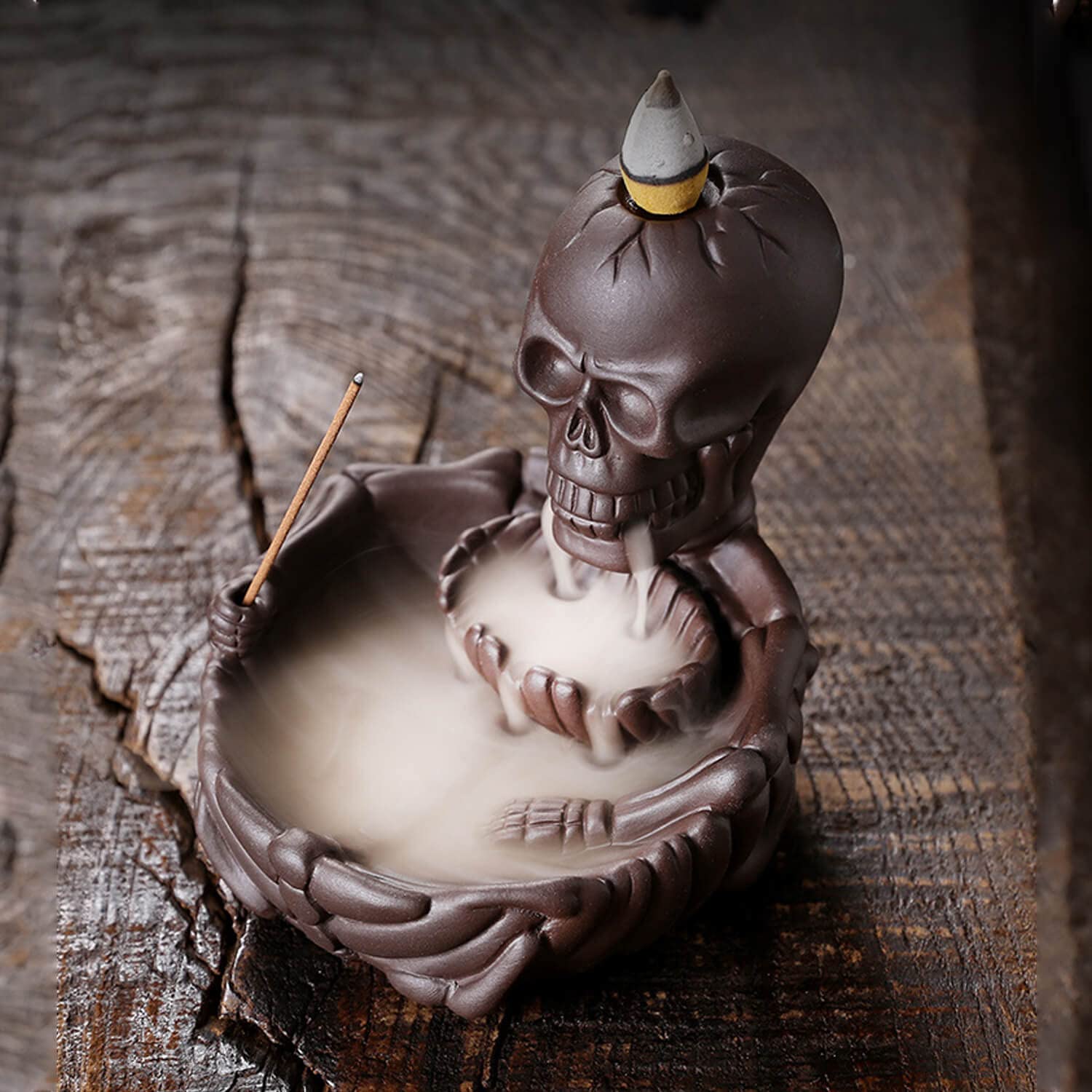 Skull Décor Backflow Incense Burner, Waterfall Incense Holder with